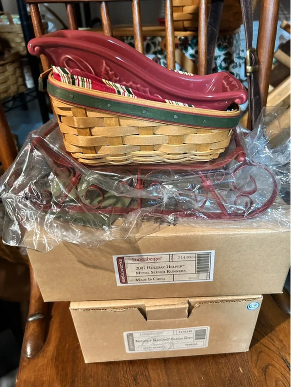 Longaberger Natures Garland Sleigh set